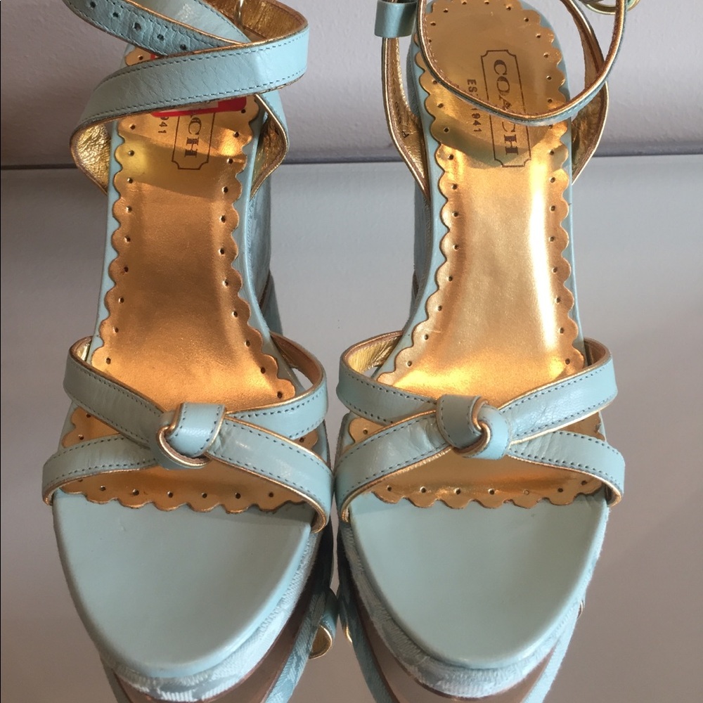 Coach Cathleen Baby Blue Wedge Heels